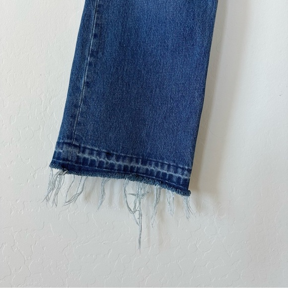 Free People Boho Rough Hem Medium Wash Cropped High Waist Jeans  Size 29 - Picture 3 of 11